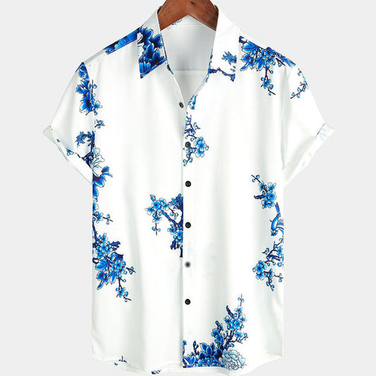 Plum Blossom Men's Shirt By TAZX