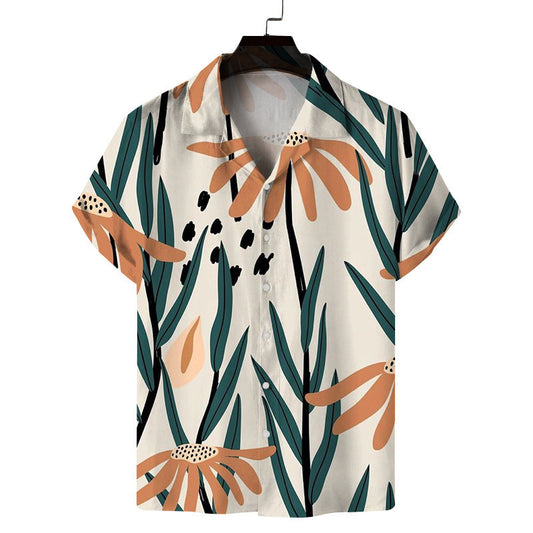 Men's Hawaiian Beach Short Sleeve Shirt By TAZX